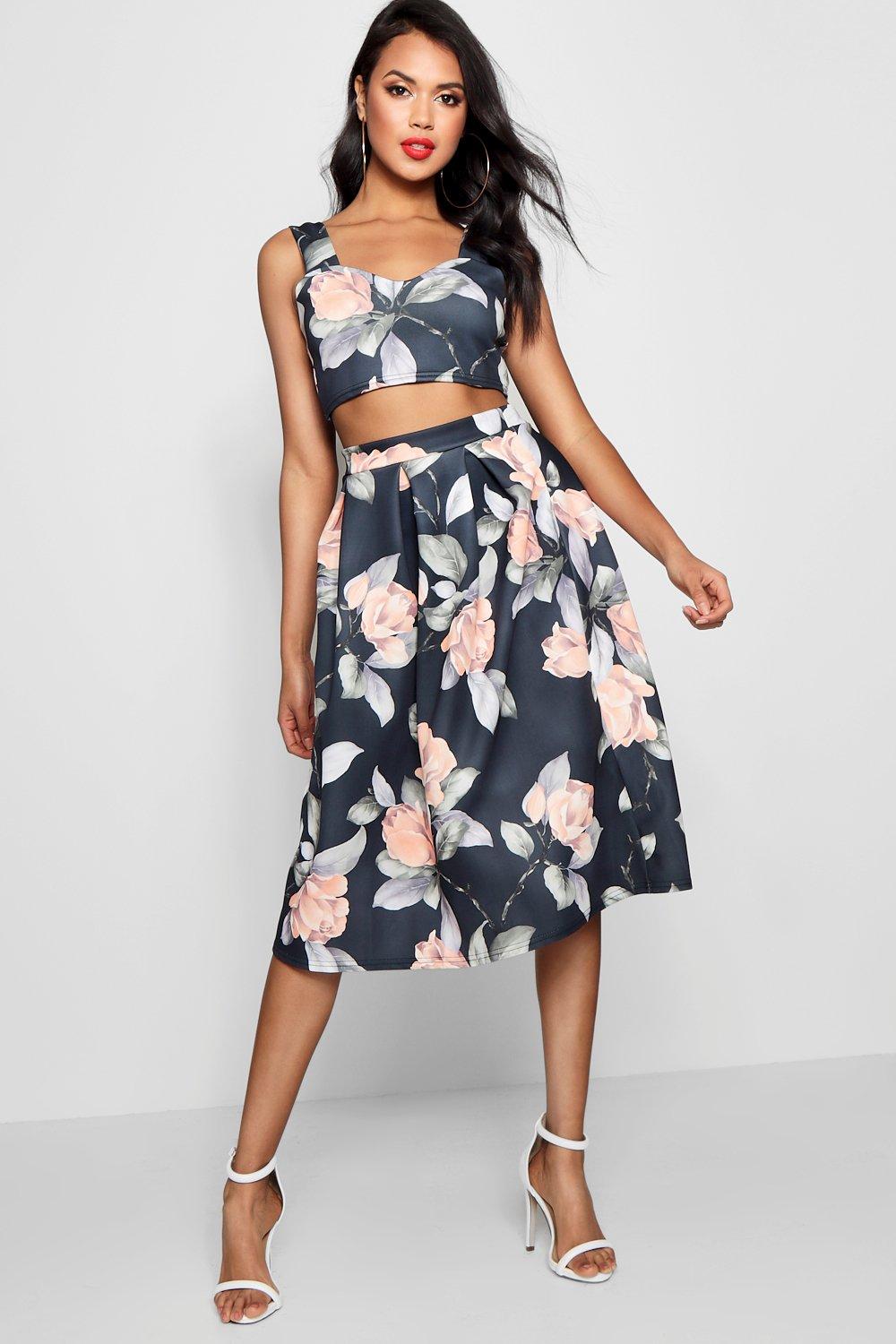 midi skirt top set